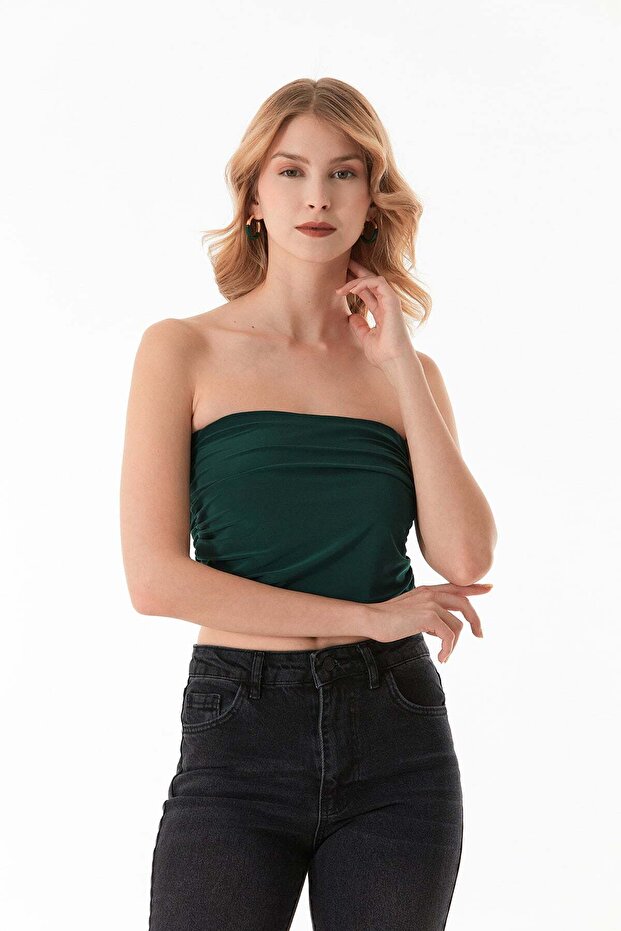 Basic Strapless Bustier with Draped Sides - 5