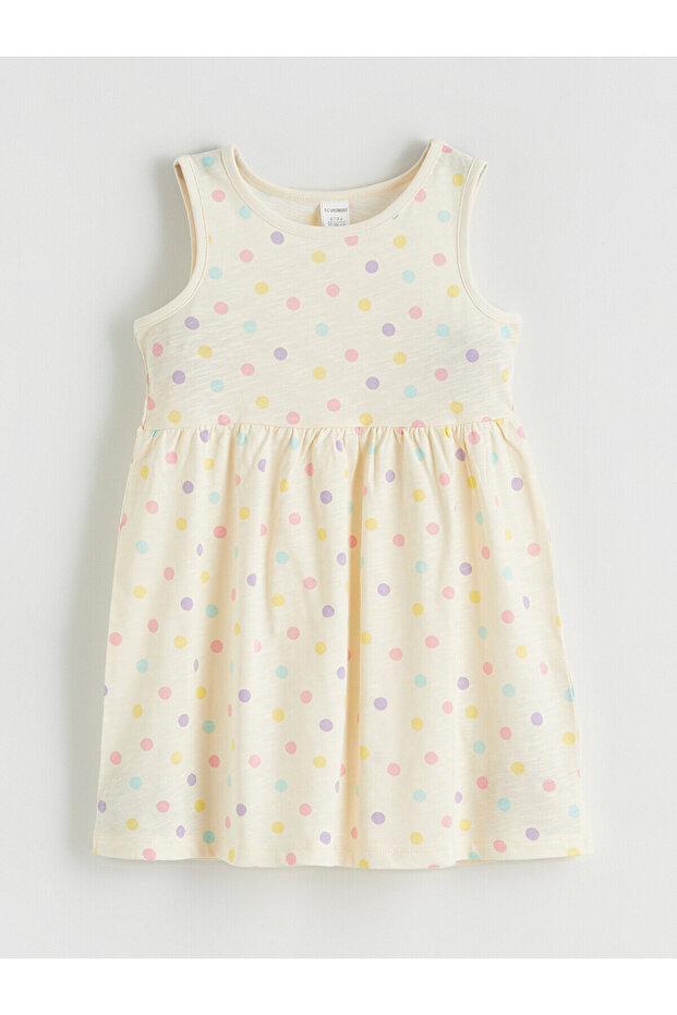 Alita City Ecru Printed Girls' Dress with a Difference