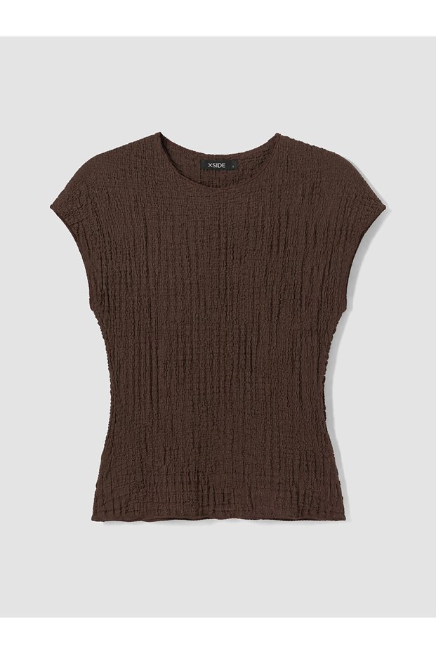 Peak New Season Crew Neck Textured Blouse