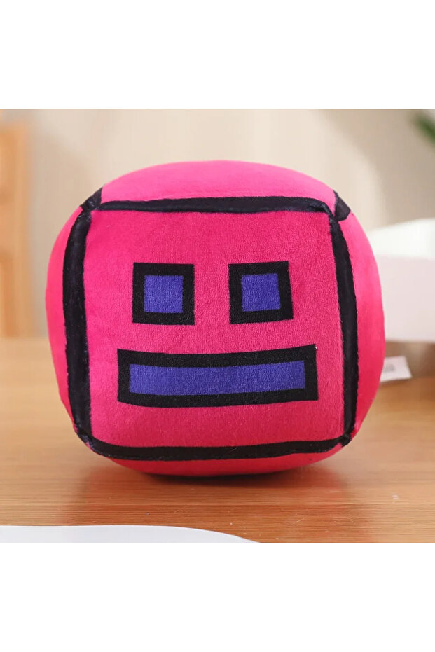 12cm Pink Geometry Dash Cube Plush Toys Stuffed Plushie Doll Small Pillow Square Pendant Game Cute K