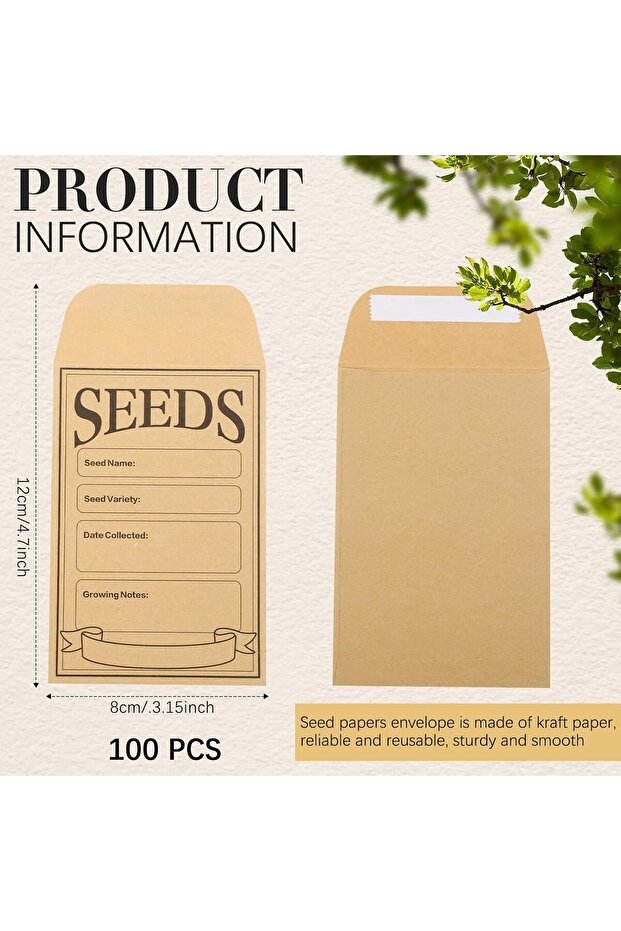 100 pcs 50/100/150 Pcs Seed Envelopes Resealable Seed Packets 3.15 X 4.72 Inch Secure Tiny Seal Savi
