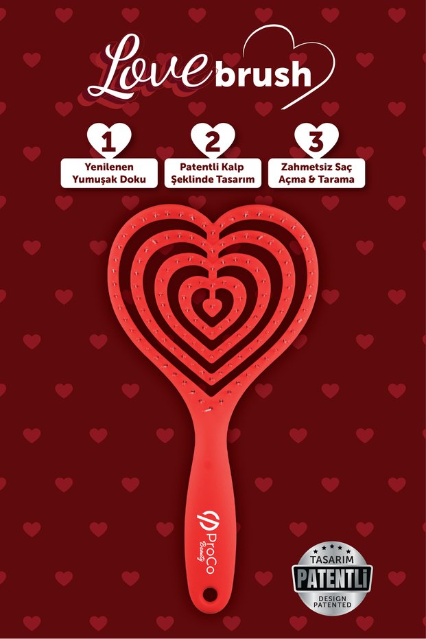 Love Brush Flexible Heart Hairbrush - Soft Texture, Hair Detangling and Combing