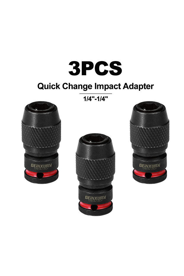 3PCS Geinxurn Impact Screwdriver Bit Holders, 1/4-Inch Square Drive to 1/4-Inch Quick Release Hex So