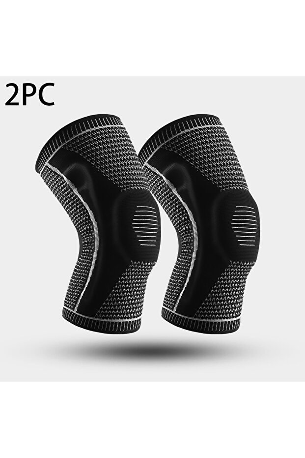M 2PC-أسود 1/2 قطعة وسادات الركبة حزام الرضفة دعم وسطي الغضروف الهلالي حماية ضغط سيليكون S