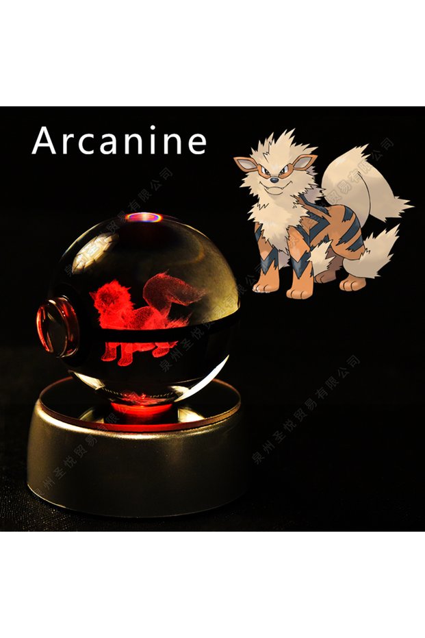 30 Arcanine Pokemon Crystal Ball 3D Pikachu Gengar Mewtwo Night Light Lamp Pokeball 3D Glass Pokemon