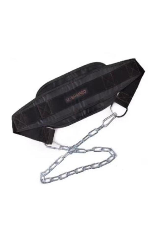 black Weight Lifting Dip Belt Neoprene Back Gym Belt with Chain for Fitness Bodybuilding Pull up Str