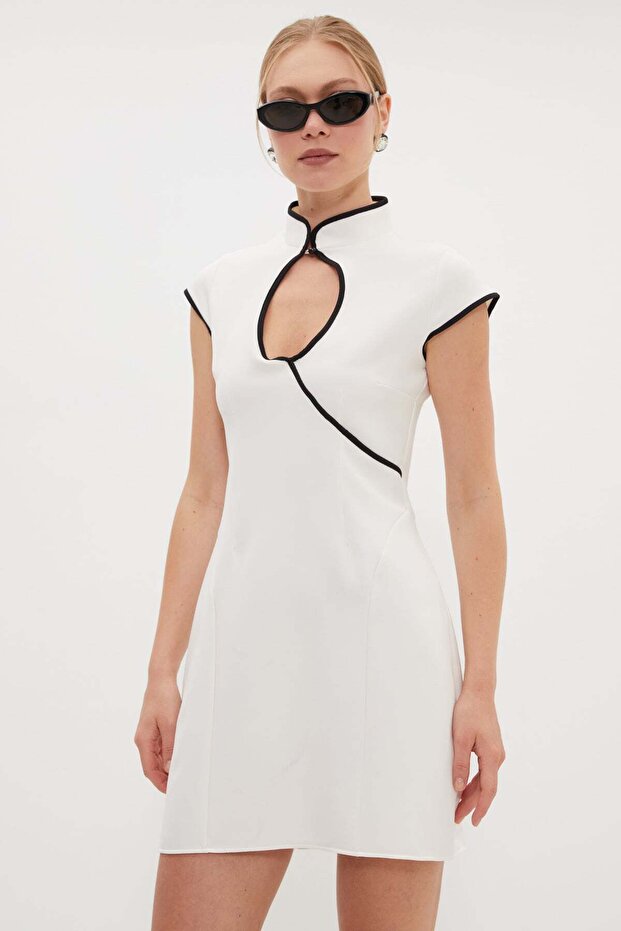 Ribbed Chest-Cut Out Mini Dress