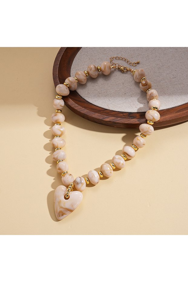 White-Necklace European and American Oval Acrylic Bracelet Beading Love Pendant Necklace Fashion Ele