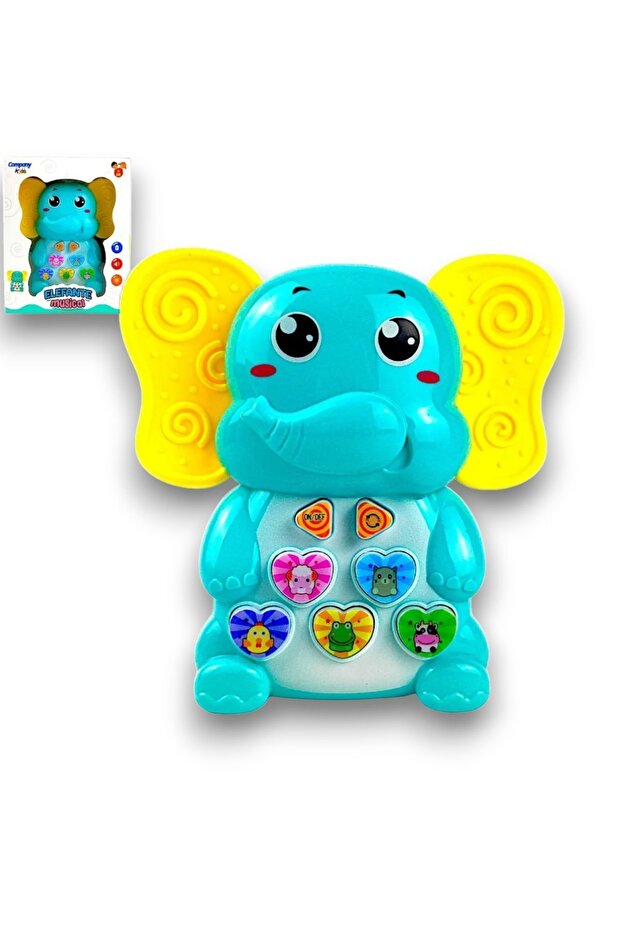 Educational Musical Elephant Toy Didactic Sound Blue Light
