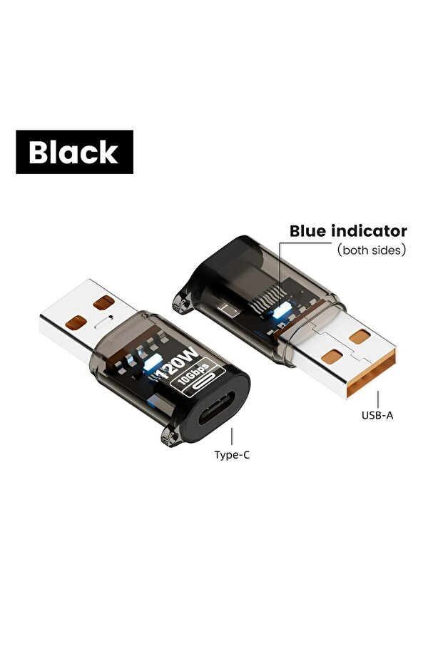Black U Male to C USB 3.2 to Type C Adapter OTG Fast Charging 120W 10GB High Speed Data Audio Transf