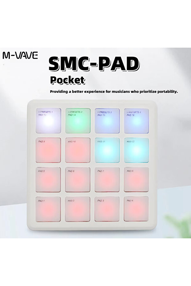 وحدة تحكم MIDI لاسلكية SMC-PAD Pocket M-VAVE SMC-PAD لوحة مفاتيح إيقاعية مناسبة واجهة USB-C