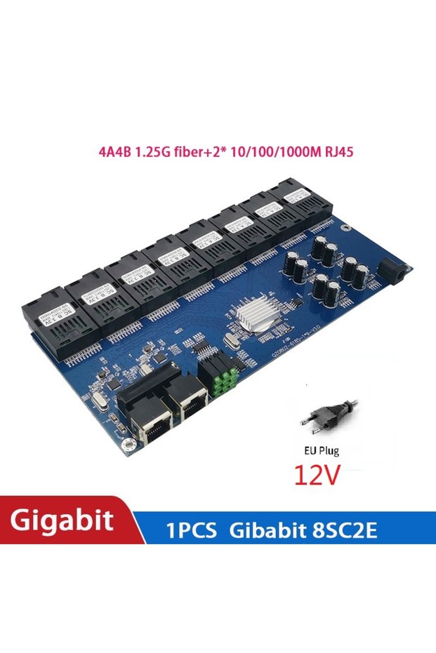 1pcs pcba EU Power Gigabit Fiber Optical Switch 8 SC 2 1000M RJ45 Gigabit Ethernet Switch Media Conv