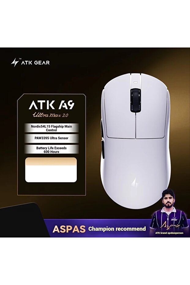 ماوس ألعاب لاسلكي A9 Ultral Max White ATK A9 Ultra A9/A9 SE/A9 Plus/A9 Pro ثلاثي الوضع 8K 53g Light