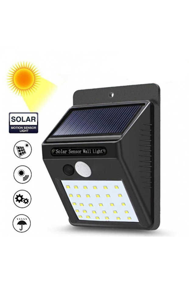 مصباح جداري يعمل بالطاقة الشمسية مزود بمستشعر حركة و30 مصباح LED، مقاوم للماء بمعيار IP65، إضاءة أمان خارجية لاسلكية للحديقة
