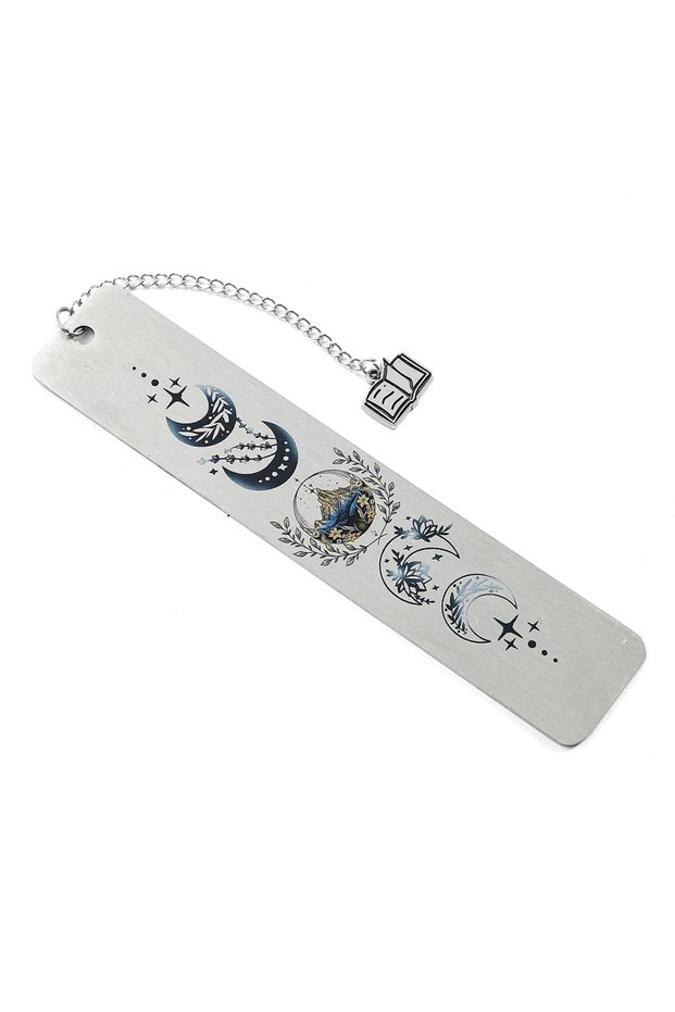 SQ1036 Stainless Steel Moon Crescent Bookmark Vintage Page Marker Exquisite Pattern for Men Women Fa