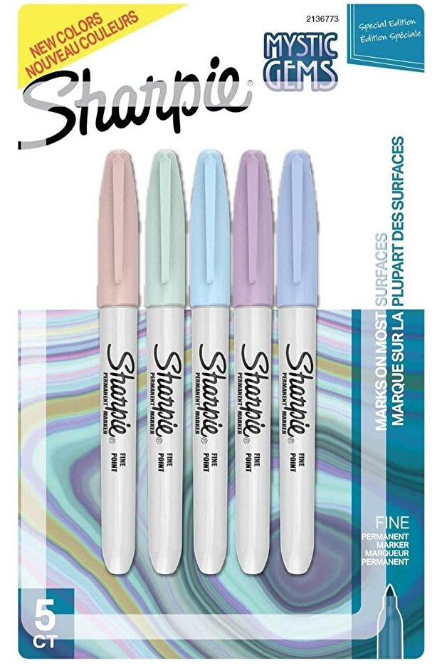 5 Pack Fine Permanent Marker Mystic Gems Highlighter
