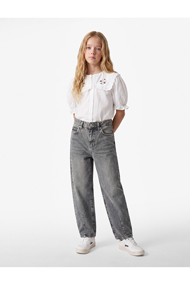 Cotton Loose Fit Denim Trousers