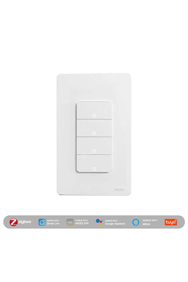 مفتاح زيجبي MOES بـ 4 أزرار، مفتاح ذكي Tuya Zigbee من MOES، إصدار أمريكي، 1-4 أزرار، توصيل أرضي ومحايد
