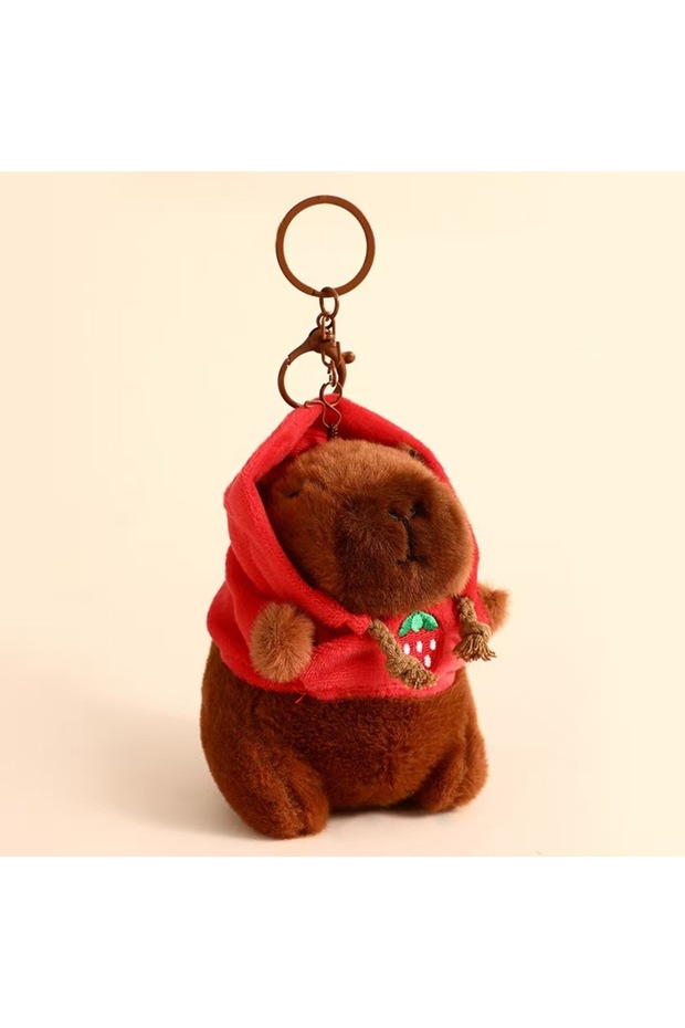Red Cute Cartoon Capybara Pendant Plush Toy Doll Bag Hanging Ornaments Cute Kapila Keychain Doll Car