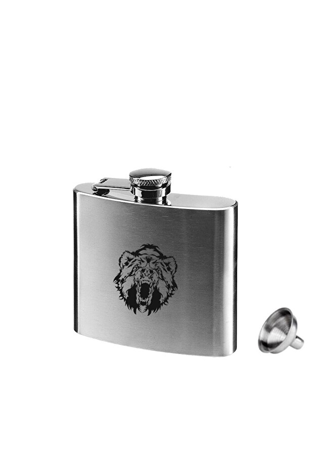 Wild Bear Stainless Steel Pocket Flask Chrome 5oz 150ml