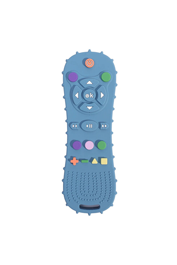 blue Novelty Silicone Simulation TV Remote Control Shape Soothing Toy Baby Food Grade Teaser Stick C