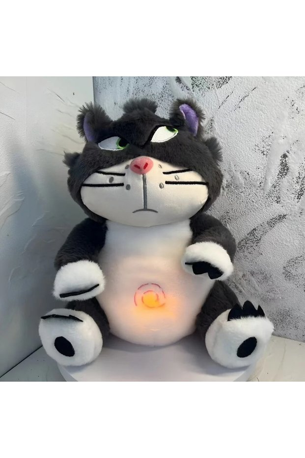 AAA 1PCS Stock soothing new breath light sound cute leering cat music early education doll stuffed a