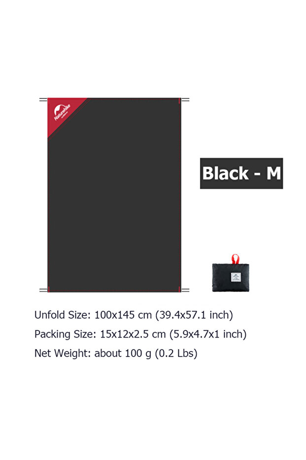 Black - M Waterproof Picnic Mat Pad Camping Mat Foldable Sleeping Mattress Aluminum Foil