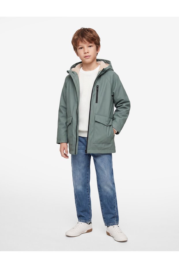 Hooded Zippered Pocket Detailed Waterproof Coat