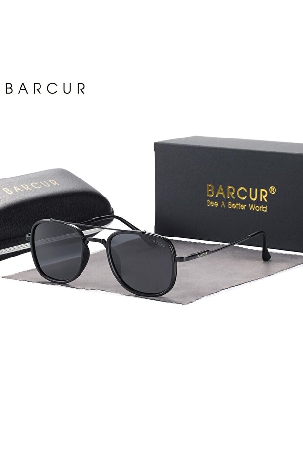 Square Black BARCUR Polarized Square Sunglasses for Women Driving Classic Round Sun Glasses for Men