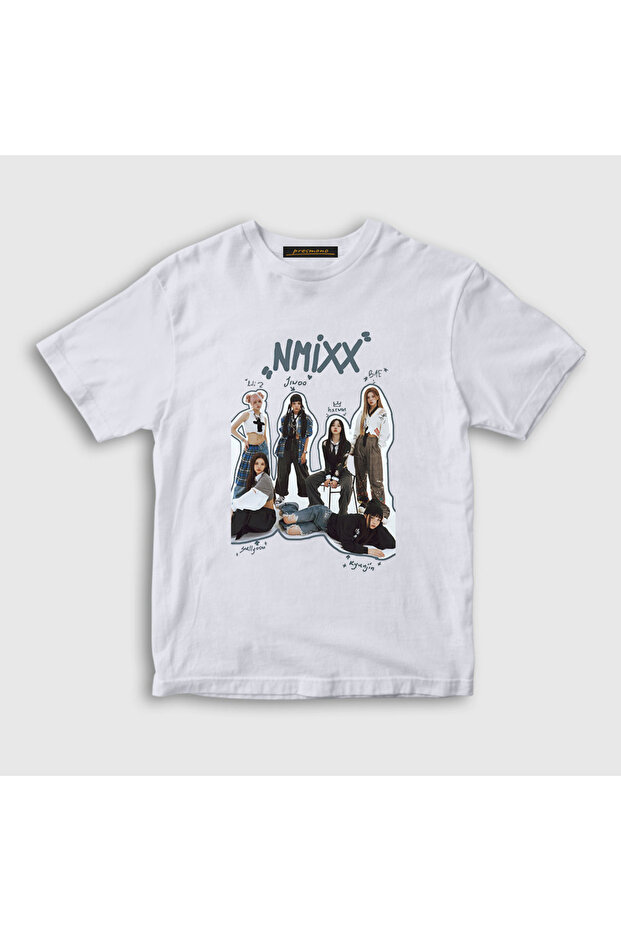 Unisex Kids White Members K-Pop Nmixx T-Shirt 598517Tt