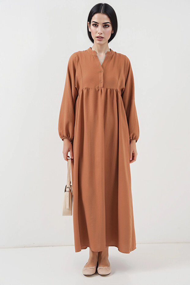 Women's Long Hijab Dress Brown 1017
