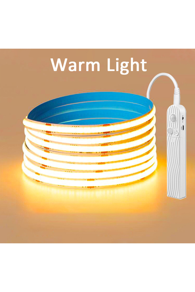 5m Warm White Motion Sensor Led Lights Strip Battery Powered 320 Leds/m COB Led Strip Lights for Sta