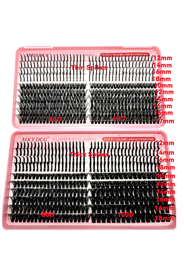 رموش صناعية MIX 0.07mm D FX3book 60D-100D على شكل مجموعات مع أطراف مدببة ورموش كثيفة