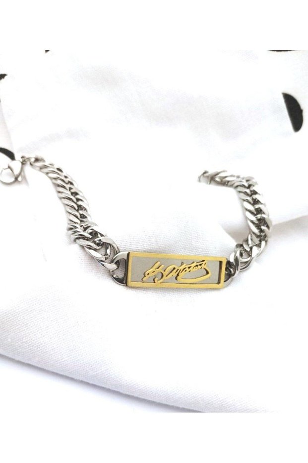 Mustafa Kemal Ataturk Signed Gold Color Stainless Steel Men's Bracelet