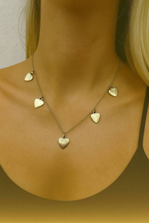 5-Piece Women's Necklace with Sequential Heart Figures – Elegant and Romantic Design with 60 cm Chain