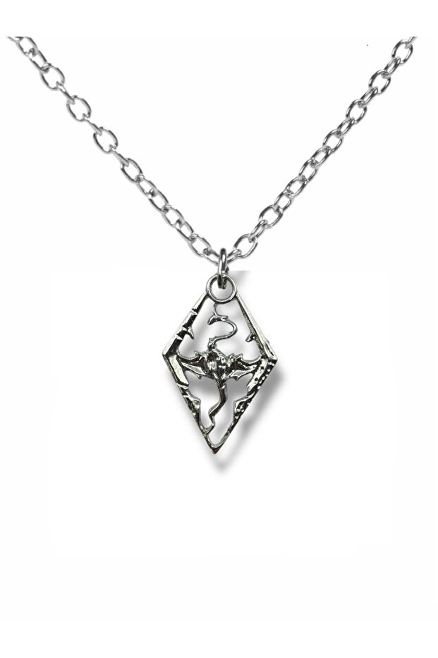 Skyrim Dragonborn Figured Necklace with 60 cm Chain | The Elder Scrolls V Themed Unisex Game Jewelry