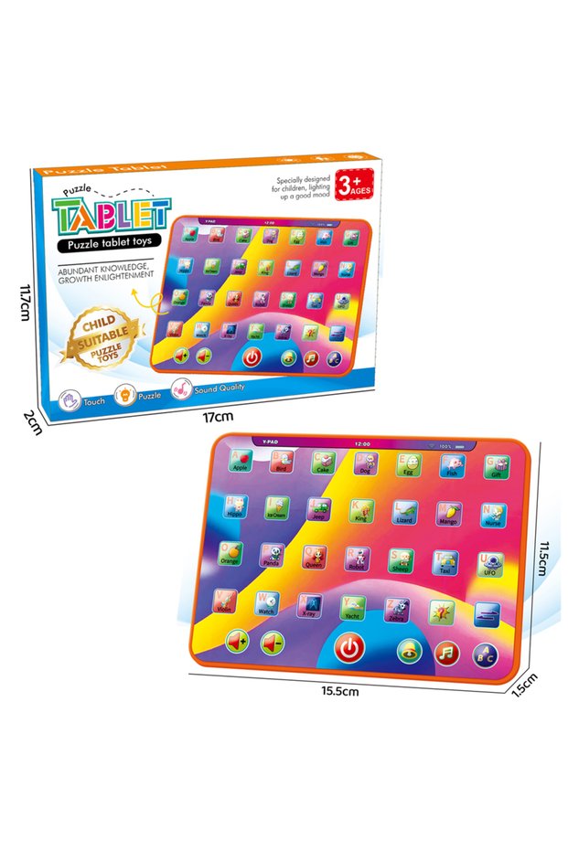 002-ORANGE Alphabet Tablet to Learn Letters, ABC, Numbers, Colors, Music & Words, Interactive Toddle