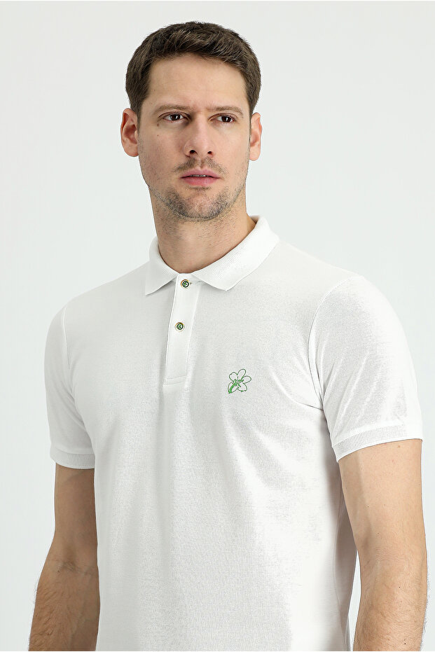 Polo Neck Slim Fit Slim Fit Printed Cotton T-Shirt