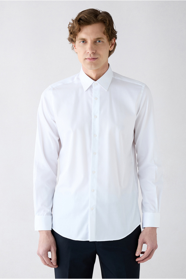Long Sleeve Slim Fit Slim Fit Cotton Non Iron Satin Classic Shirt