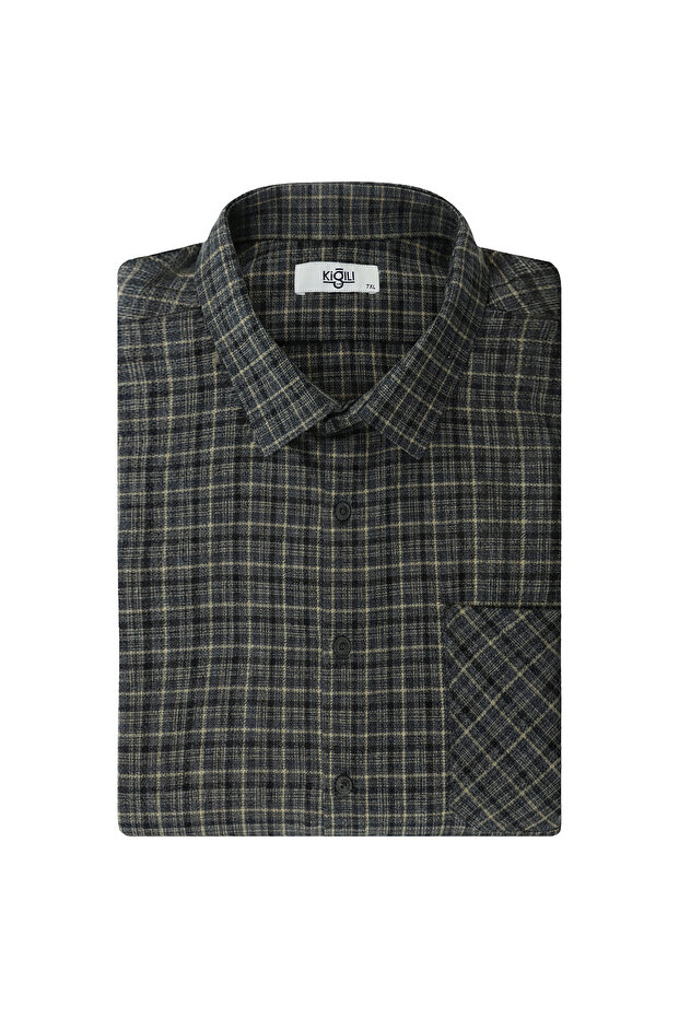 Plus Size Long Sleeve Plaid Cotton Easy-Iron Lumberjack Shirt with Pockets