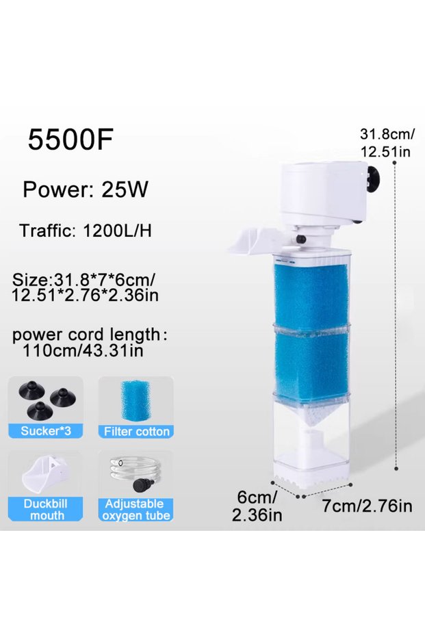 25W Aquarium Filter Pump Fish Tank Submersible Air Oxygen Aerator Internal Water Pump 220v Anti Back