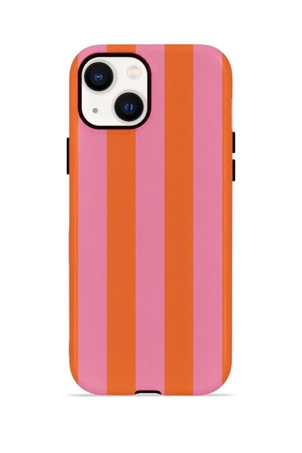 iPhone 14 Plus Vorian Double Layer Case Tangerine Rose Stripe