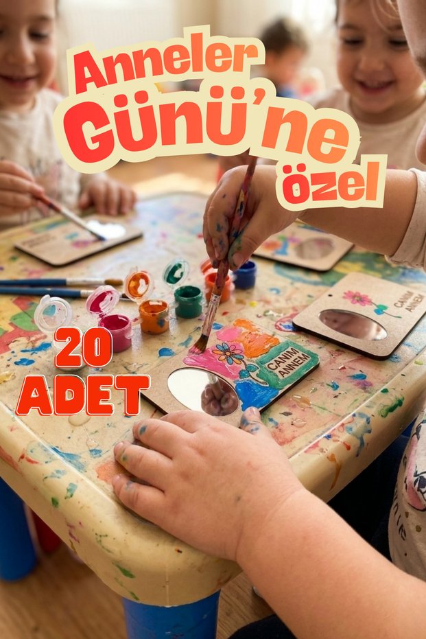 20-Piece Paintable Wooden "My Dear Mom" Activity Set - Mother's Day School & Nursery Activity Decoration with Mirrored Plexiglass Detail