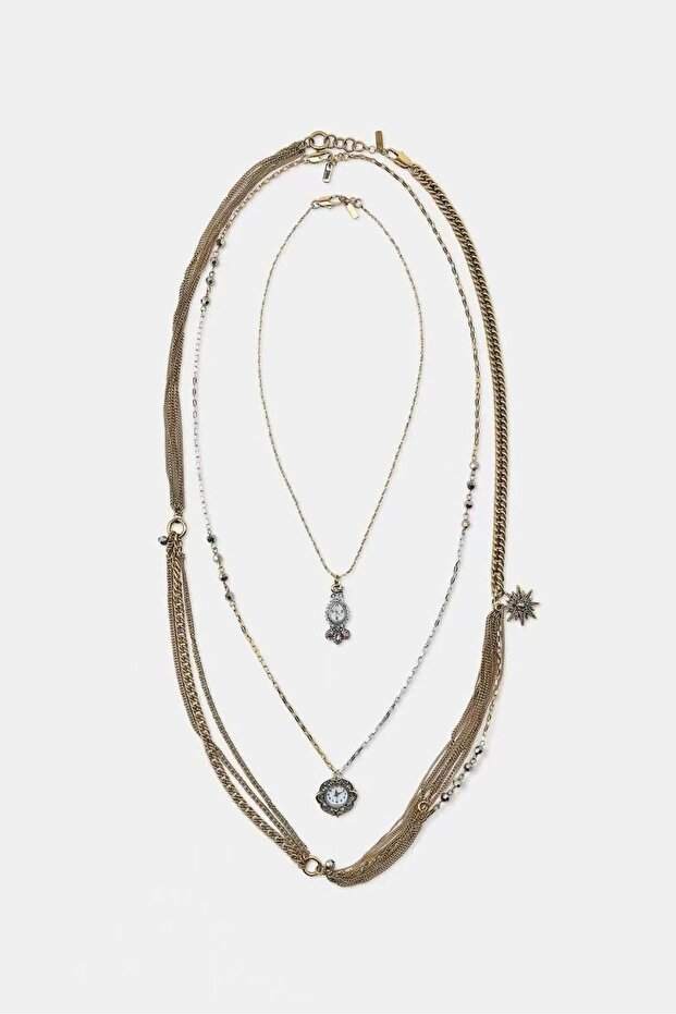 Brand Watched 3-Piece Necklace