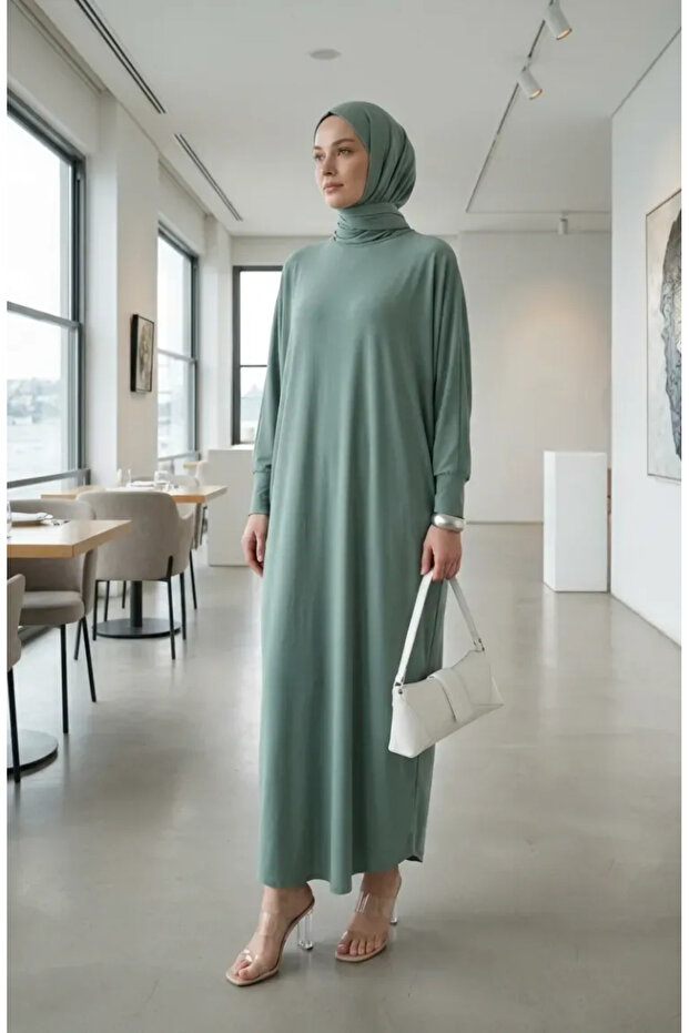 Bat Sleeve Casual Dress 2000-29 Green
