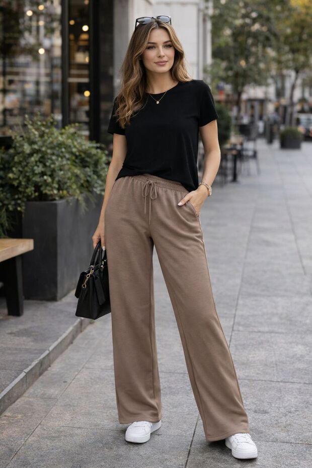 Women's Luxury Oshyo Pants with Pockets, Adjustable Drawstring and Elastic Waist