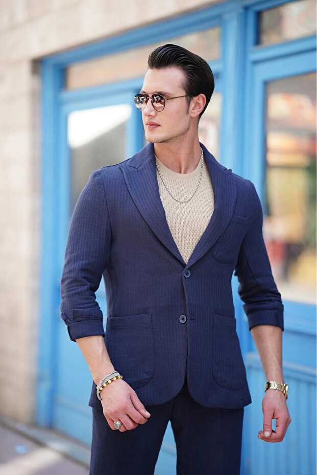 100% Cotton Linen Modern Fit Linen Jacket