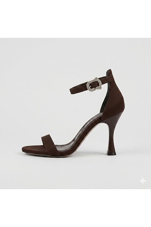 (Özmaçan) Single Band Women's Heeled Sandals Brown