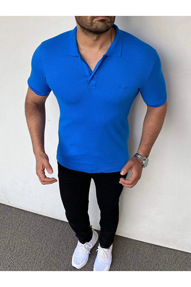 Slim Fit Knitted Polo Neck T-Shirt