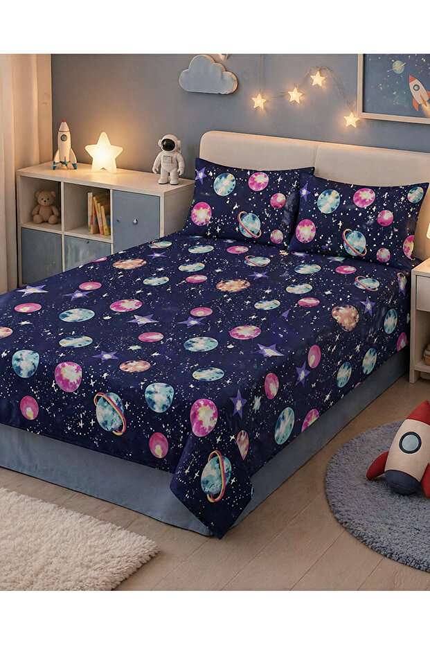 3-Piece Flat Cotton Bedsheet Set – 1 Flat Sheet + 2 Pillowcases, Soft & Breathable